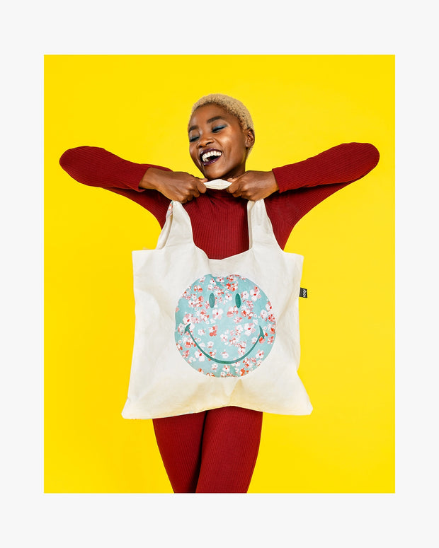 LOQI | Blossom SMILEY Recycled Bag | Shopping Tote Bag