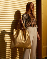 LOQI | Metallic Matt Gold Reusable Bag | Shopping Tote Bag