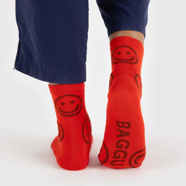 BAGGU RED HAPPY BAMBOO SOCKS