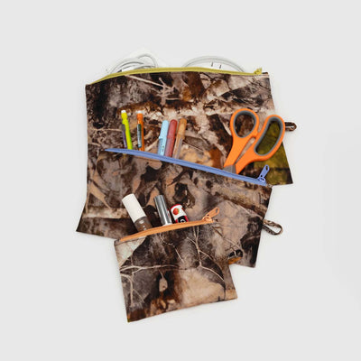 A BAGGU three Flat Pouch Set in Photo Forest