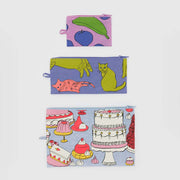 A BAGGU three Flat Pouch Set in Still Life laid flat