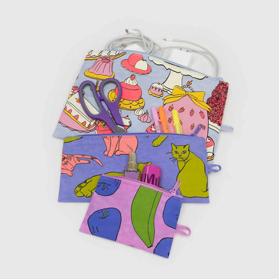 A BAGGU three Flat Pouch Set in Still Life