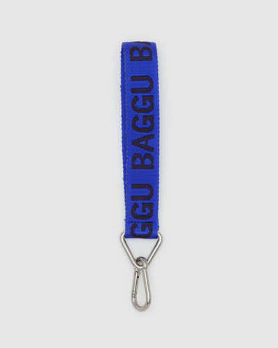 A woven BAGGU Keychain in Cobalt 