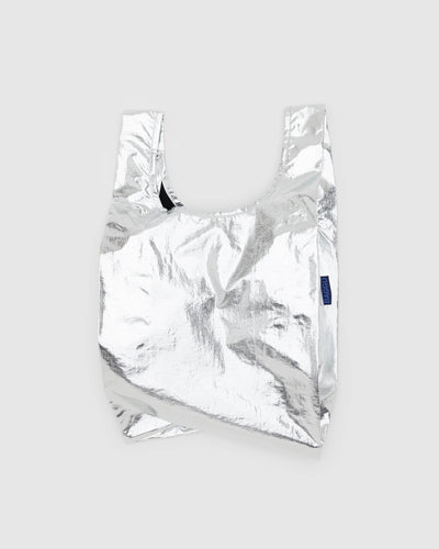 BAGGU | Metallic Silver Baby BAGGU | Shopping Tote Bag