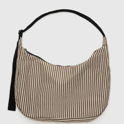 A arge Crescent Bag from Baggu in Brown Stripe