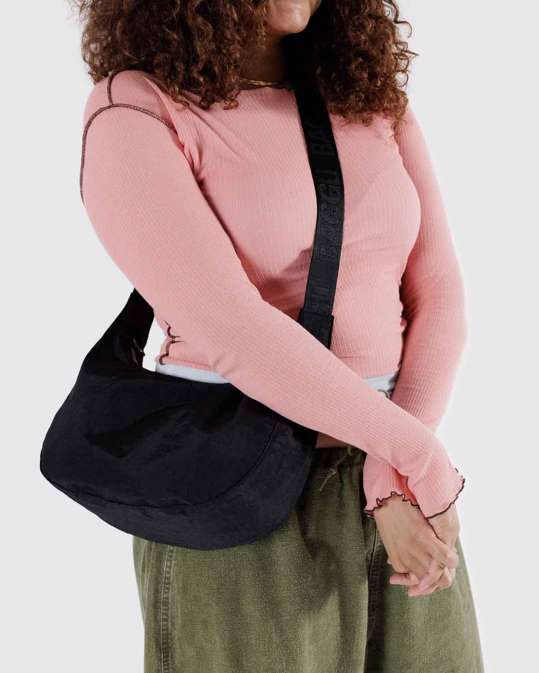 Black Medium Crescent Bag