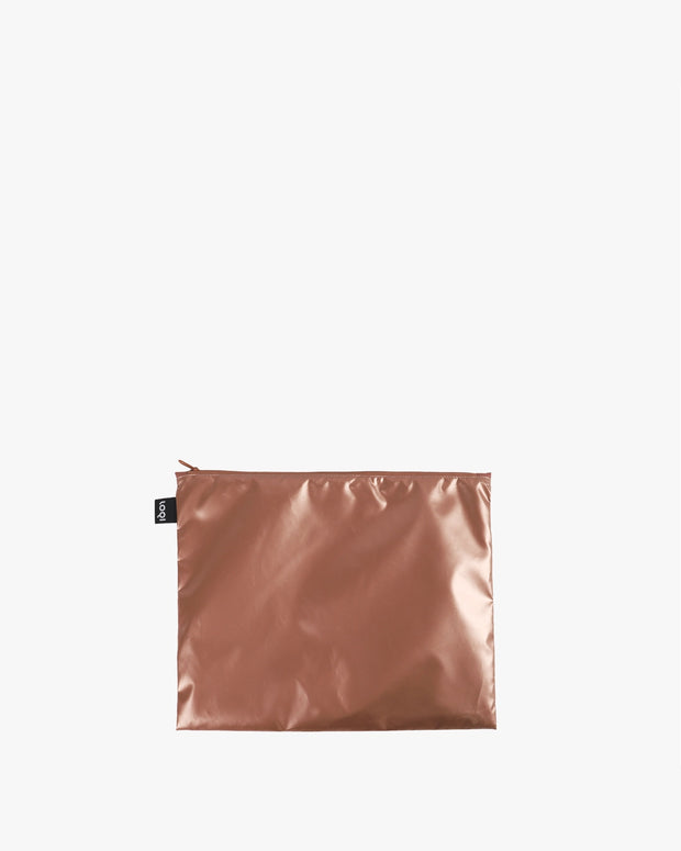 LOQI | Metallic Gold, Silver and Rose Gold Zip Pockets | Packing + Organising