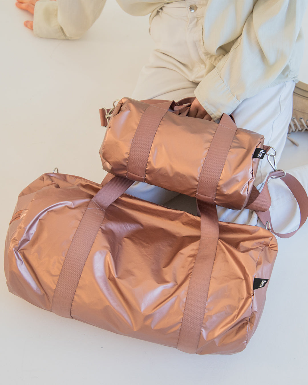 Metallic Matt Rose Gold Weekender Bag