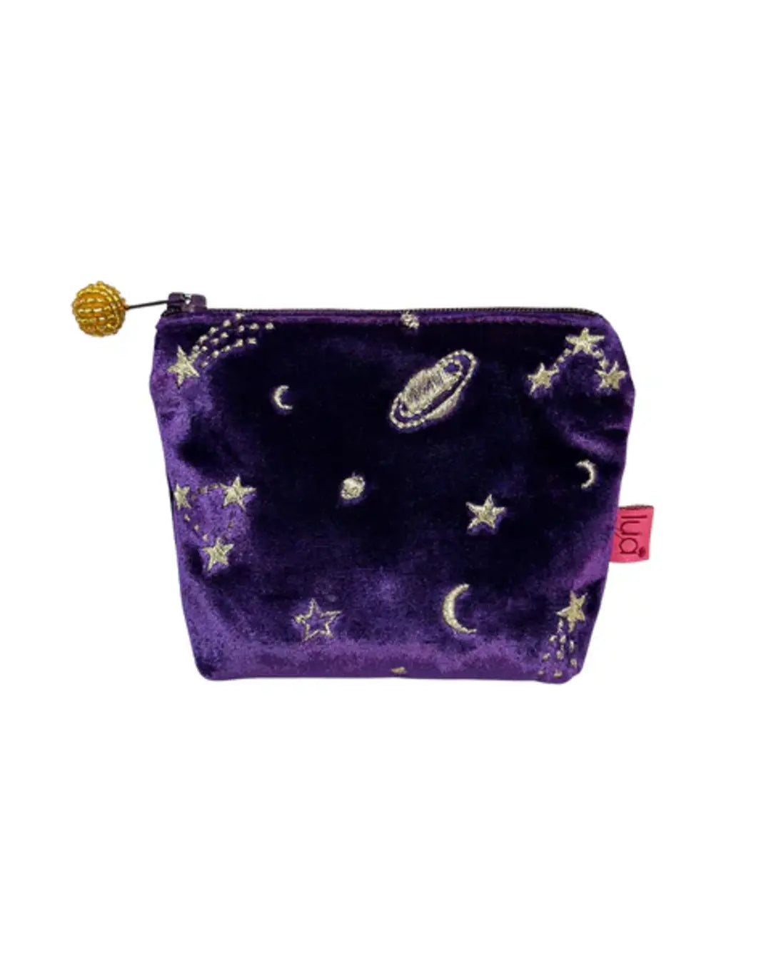 Lua Designs | Moon and Stars Mini Velvet Purse - Purple