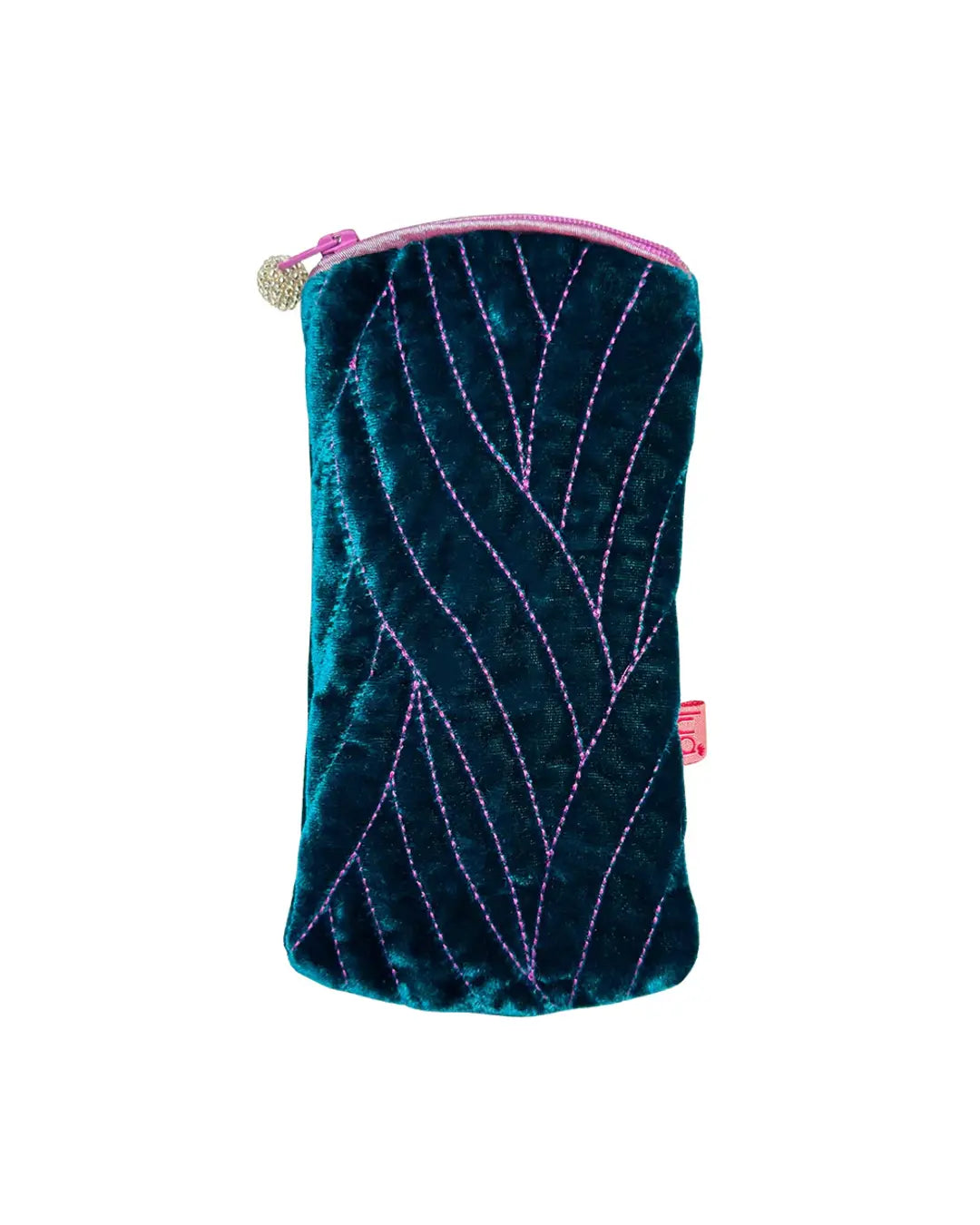 Quilted Stitch Glasses Purse - Dark Turquoise