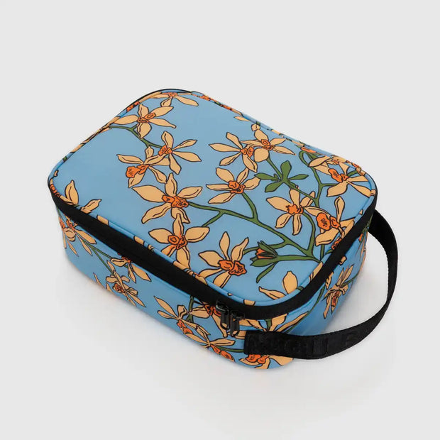 An Orchid lunch box/bag with a zip closure