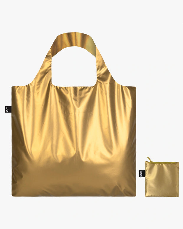 LOQI | Metallic Matt Gold Reusable Bag | Shopping Tote Bag