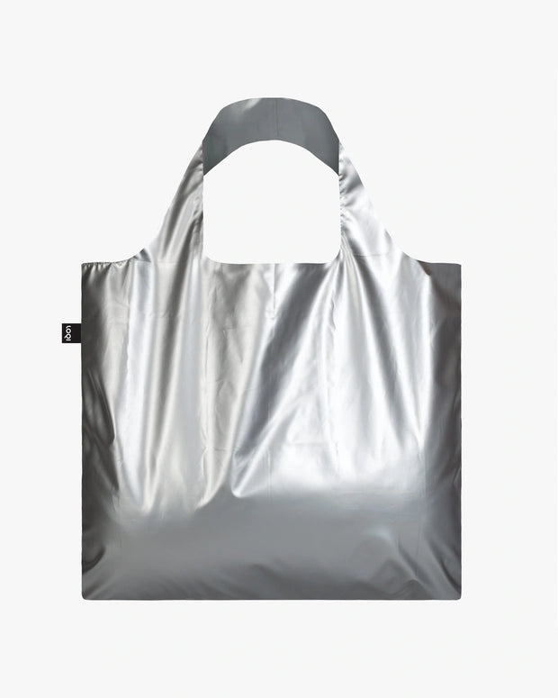 LOQI | Metallic Matt Silver Reusable Bag | Shopping Tote Bag