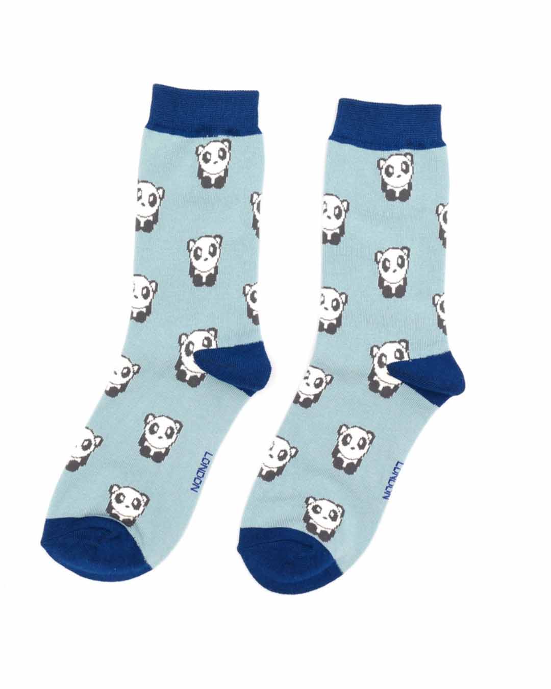 Pandas Women's Socks Silver Duck Egg Blue | Miss Sparrow