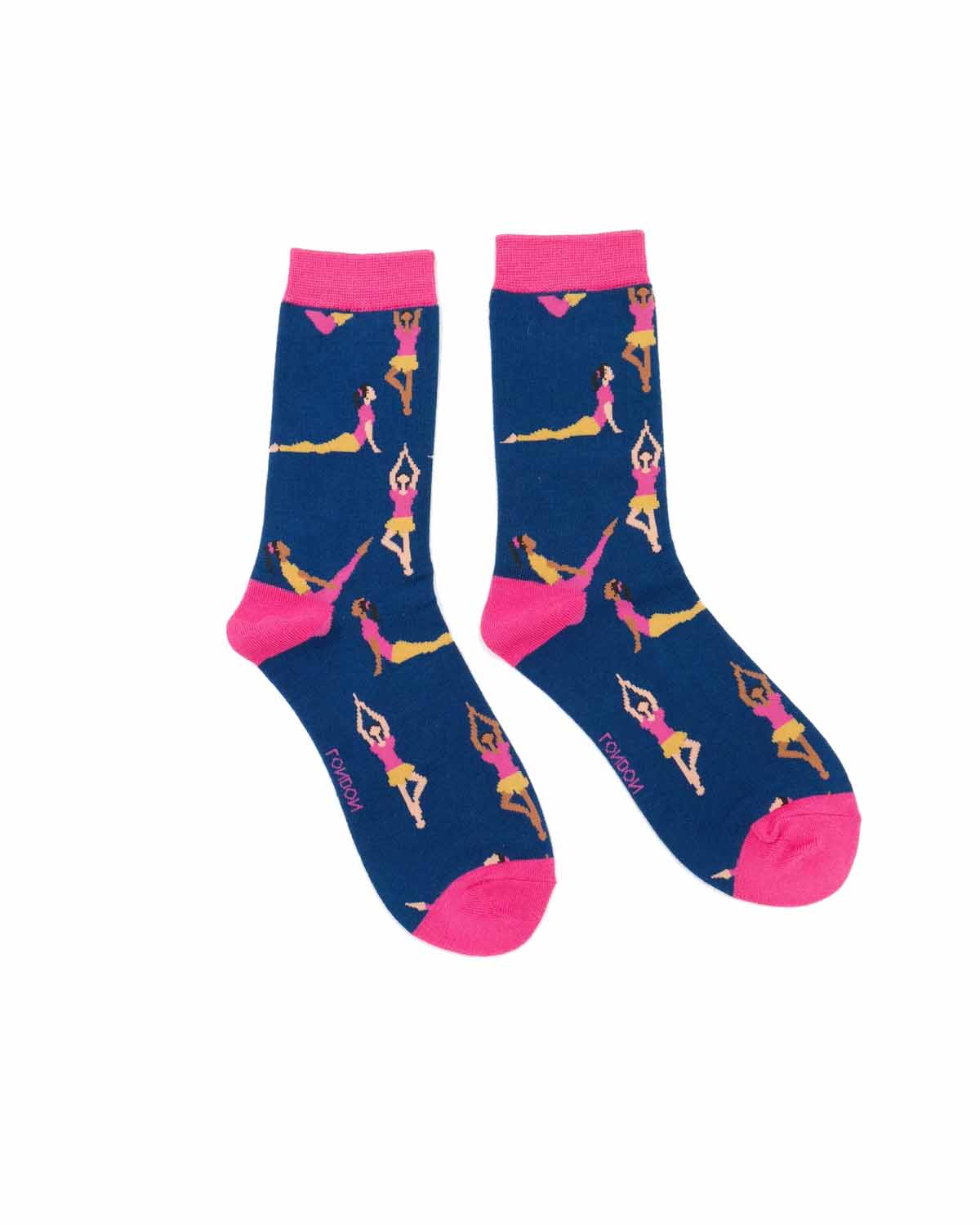 Yoga Poses Socks Navy