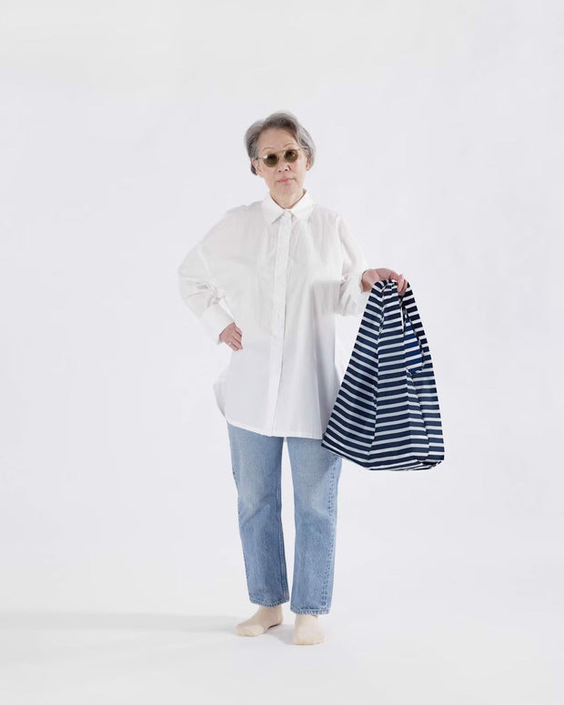 BAGGU | Navy Stripe Standard BAGGU | Shopping Tote Bag