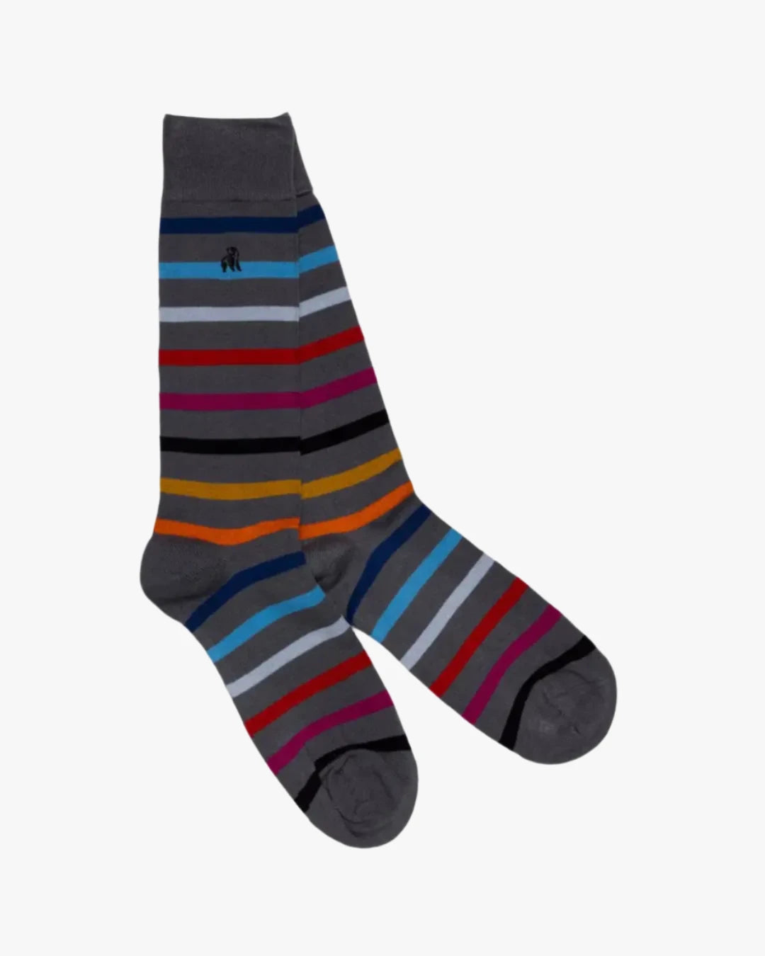 Swole Panda | Men's Grey Small-Striped Bamboo Socks