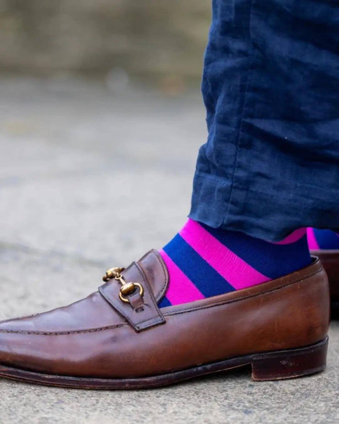 Swole Panda | Men's Rich Pink Striped Bamboo Socks