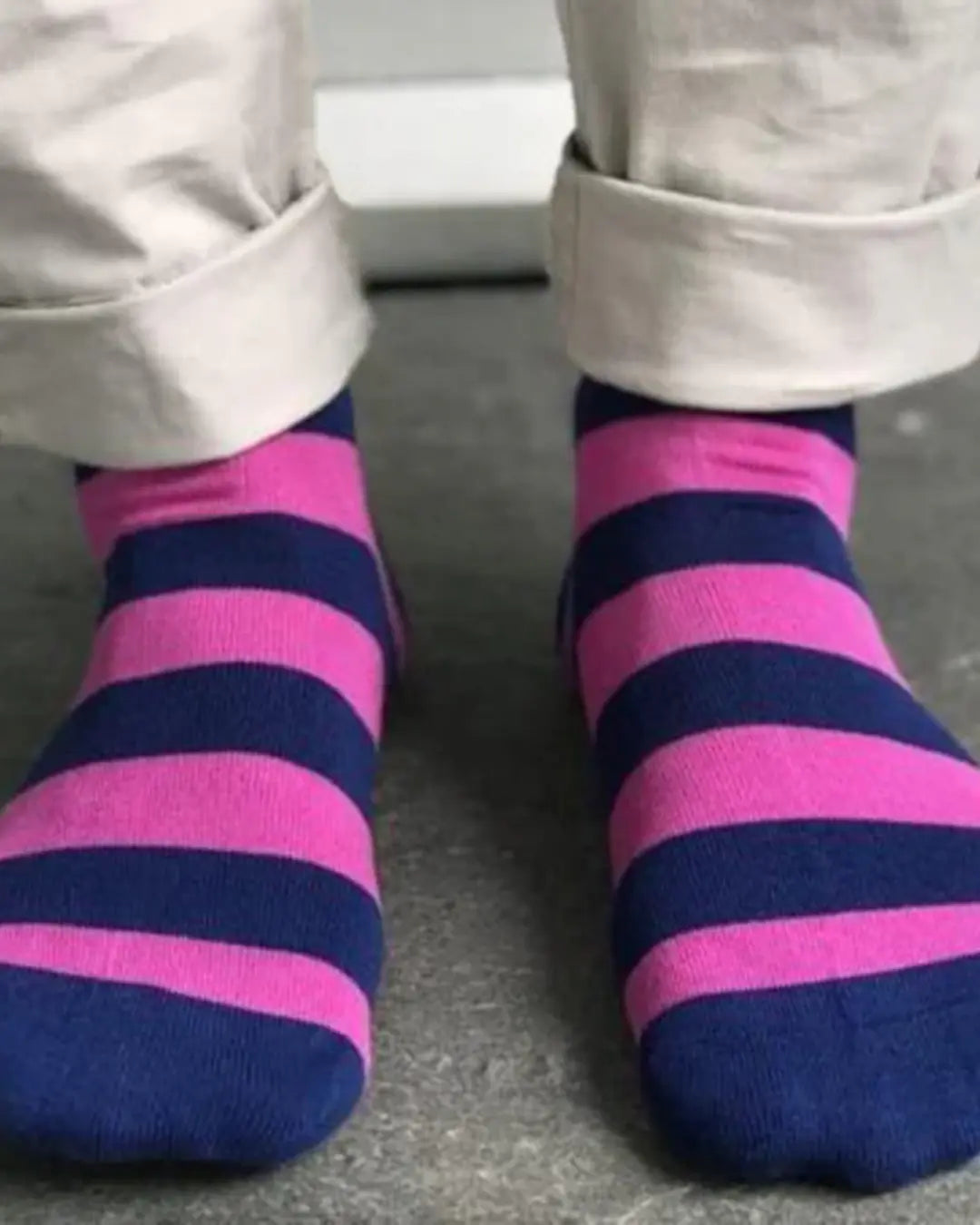 Swole Panda | Men's Rich Pink Striped Bamboo Socks