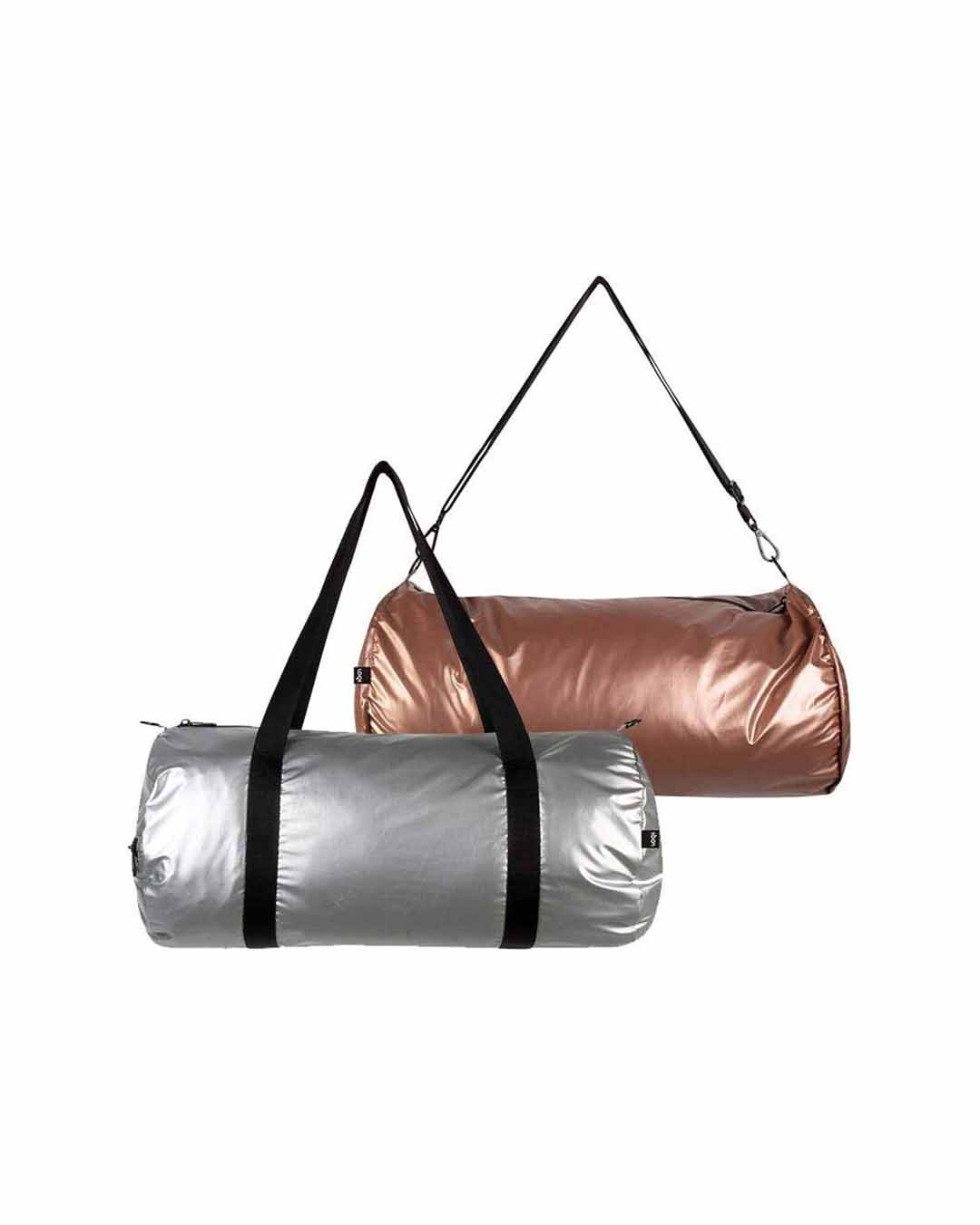 LOQI | Silver and Rose Gold Reversible Weekender Bag | Travel + Overnight Bag