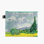 A zip pocket with The wheatfield painting by Van Gough
