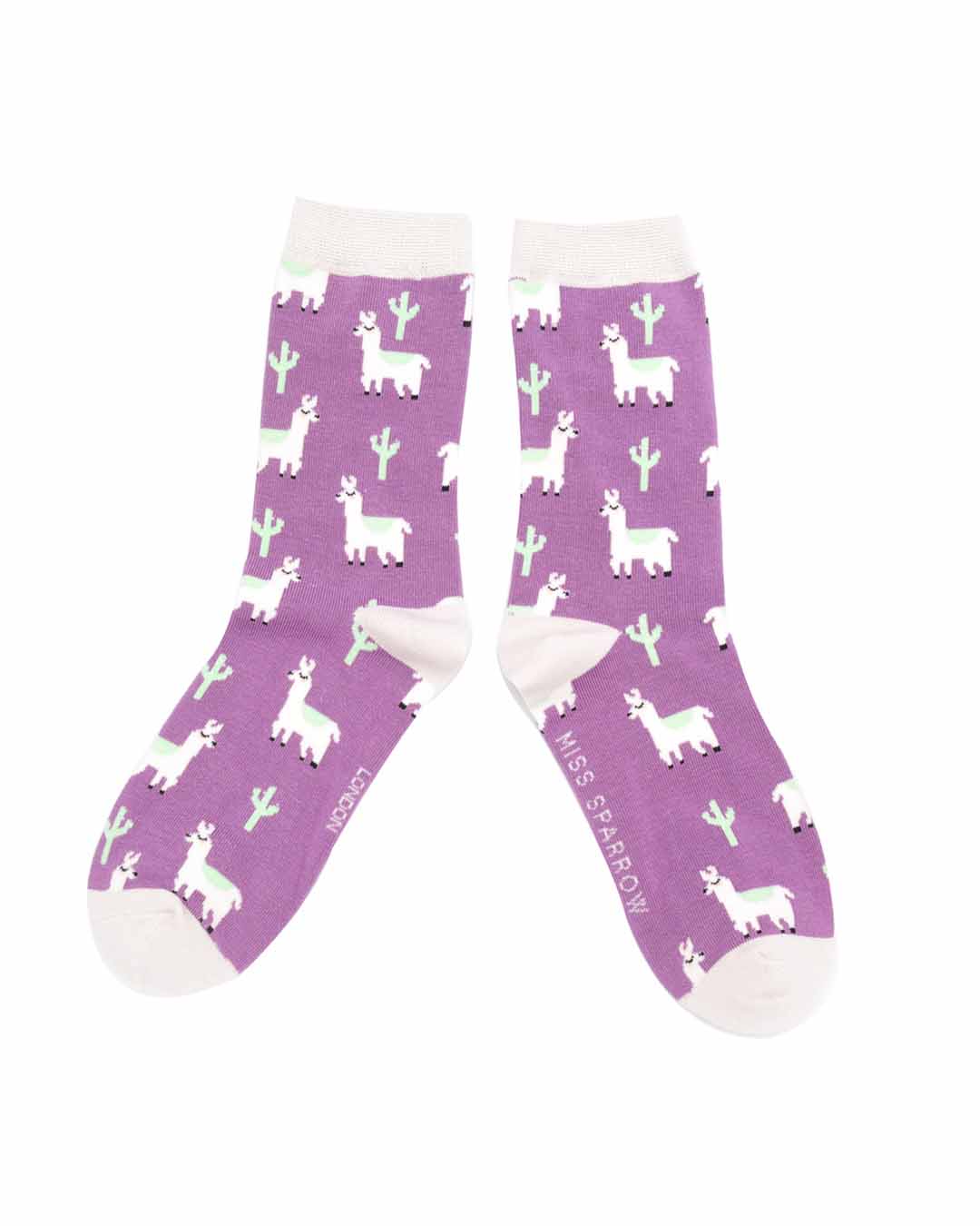 Llama & Cactus Women's Socks Dusky Purple | Miss Sparrow