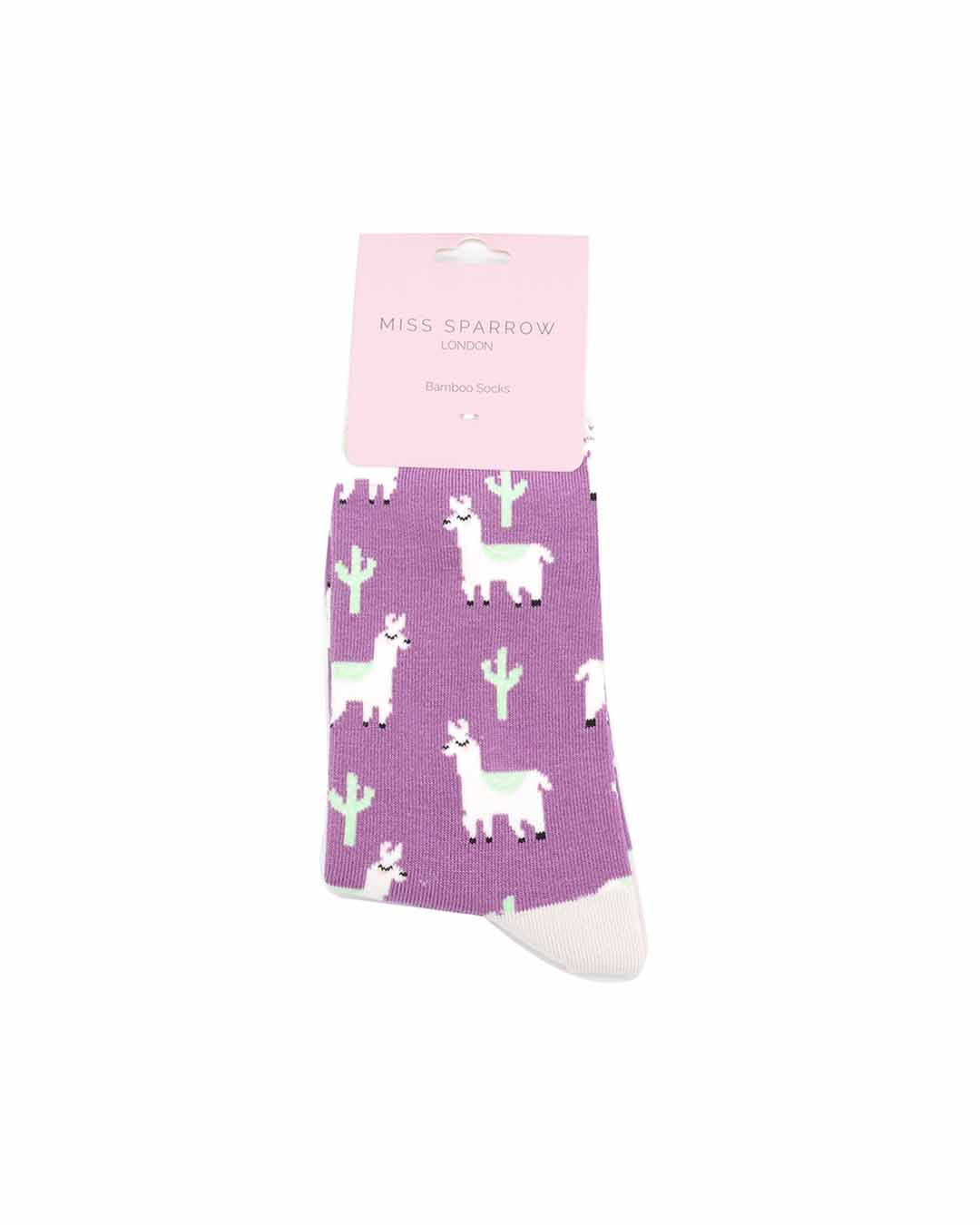 Llama & Cactus Women's Socks Dusky Purple | Miss Sparrow